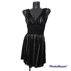 Black Bebe mini dress with vertical stripes